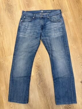 7 For All Mankind Men's Carsen Blue Bootcut Straight Jeans